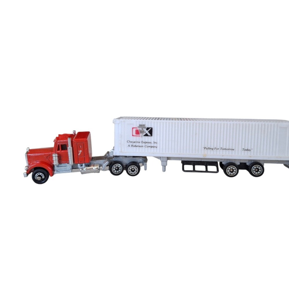 Vintage Red Semi Truck Cheyenne Express Pre Fab Transit Co Trailer‎ Diecast Toy